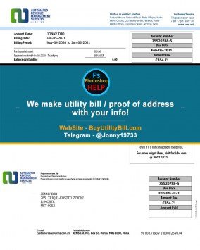 Malta fake utility bill for electricity Automated Revenue Management Sample Fake utility bill